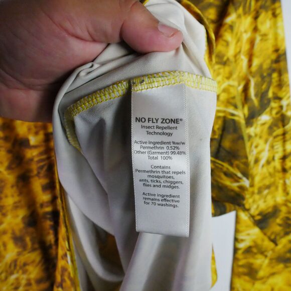 Mossy Oak Mens 3XL 54-56 Insect Repellent Fishing Shirt Yellow Long Sleeve Camo - Picture 6 of 13